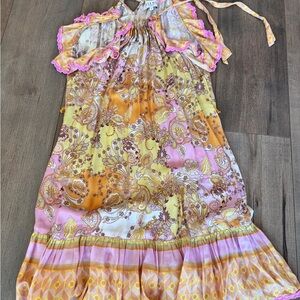 Hale Bob Pink and Yellow Paisley Dress